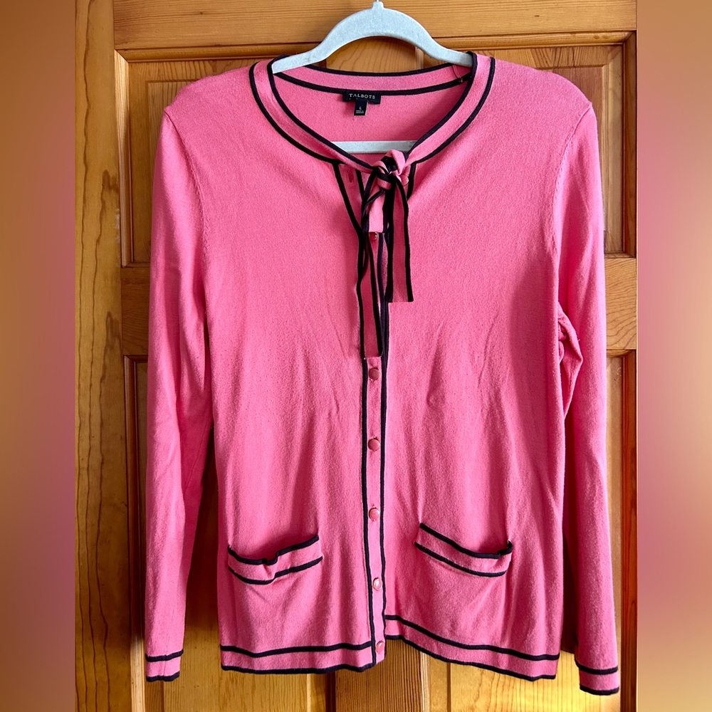 Talbots large pink sweater button up. Soft